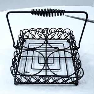 BHG Half Pint Jar Caddy Black Wire Holder Square Handle Black Metal Decorative